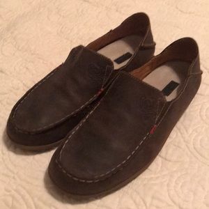 Olukai Nohea Nubuck leather slip ons java 10